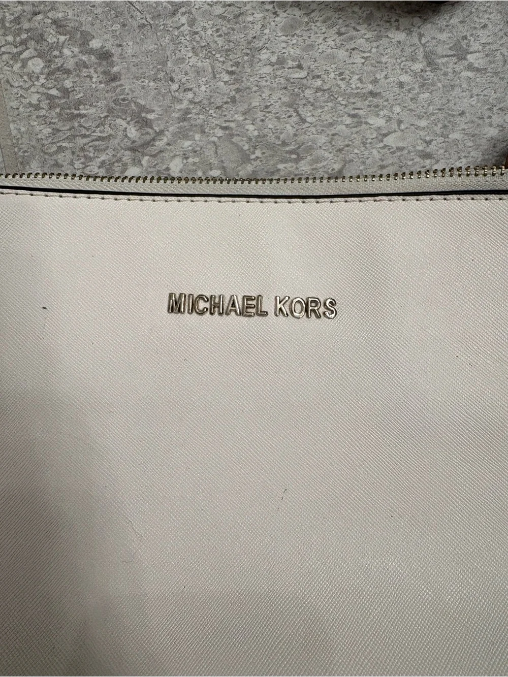 Michael Kors White Leather Crossbody with Gold Chain Accents